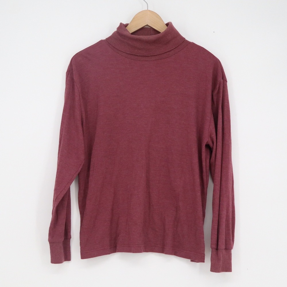 Erika & Co Womens Burgundy Heathered Turtleneck Long Sleeve Top Size L